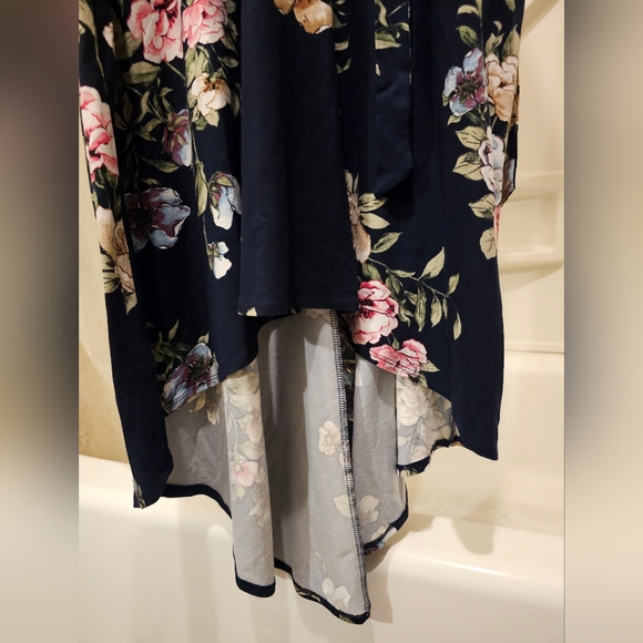 A. Byer Blue and Pink Flutter Sleeve Wrap Sundress - Picture 4 of 5